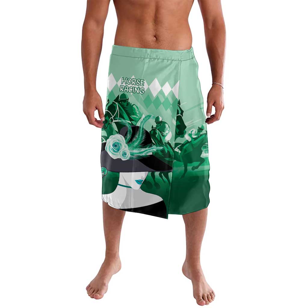 Girls' mint green graphic lavalava skirt with horse racing print