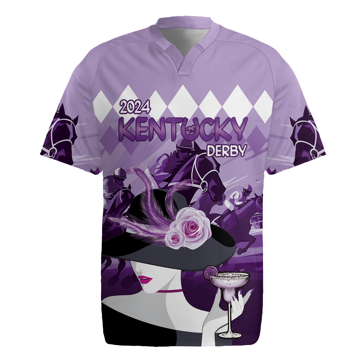 2024 Kentucky Horse Racing Rugby Jersey Derby Mint Julep Girl - Purple Pastel