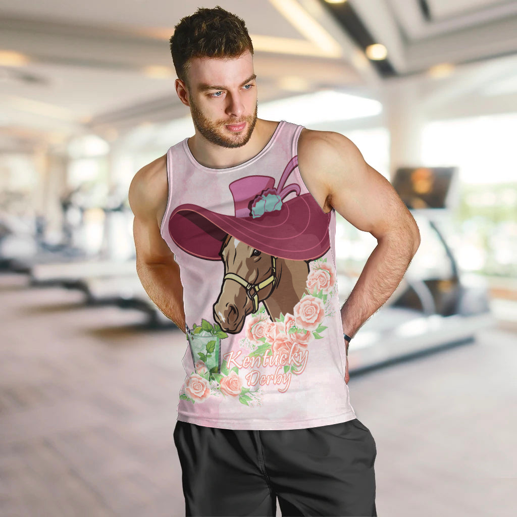 Kentucky Horse Racing Men Tank Top Derby Mint Julep With Roses - Wonder Print Shop