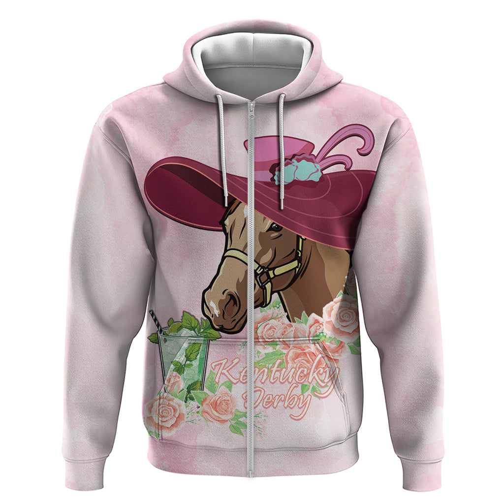 Kentucky Horse Racing Zip Hoodie Derby Mint Julep With Roses - Wonder Print Shop