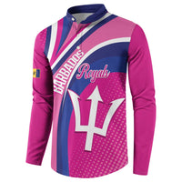Pink cricket button sweatshirt with Royals crest and diagonal blue stripes, long sleeves