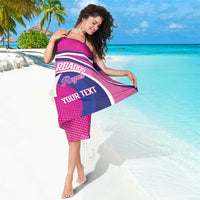 Pink cricket sarong front panel with Barbados Royals logo and your text