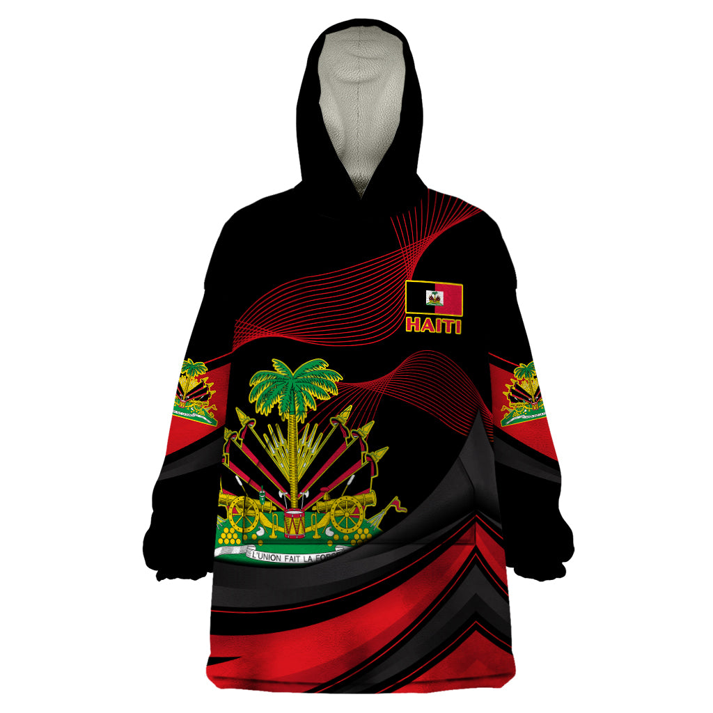 Personalised Haiti 1964 Wearable Blanket Hoodie Coat Of Arms Curvel Style - Wonder Print Shop