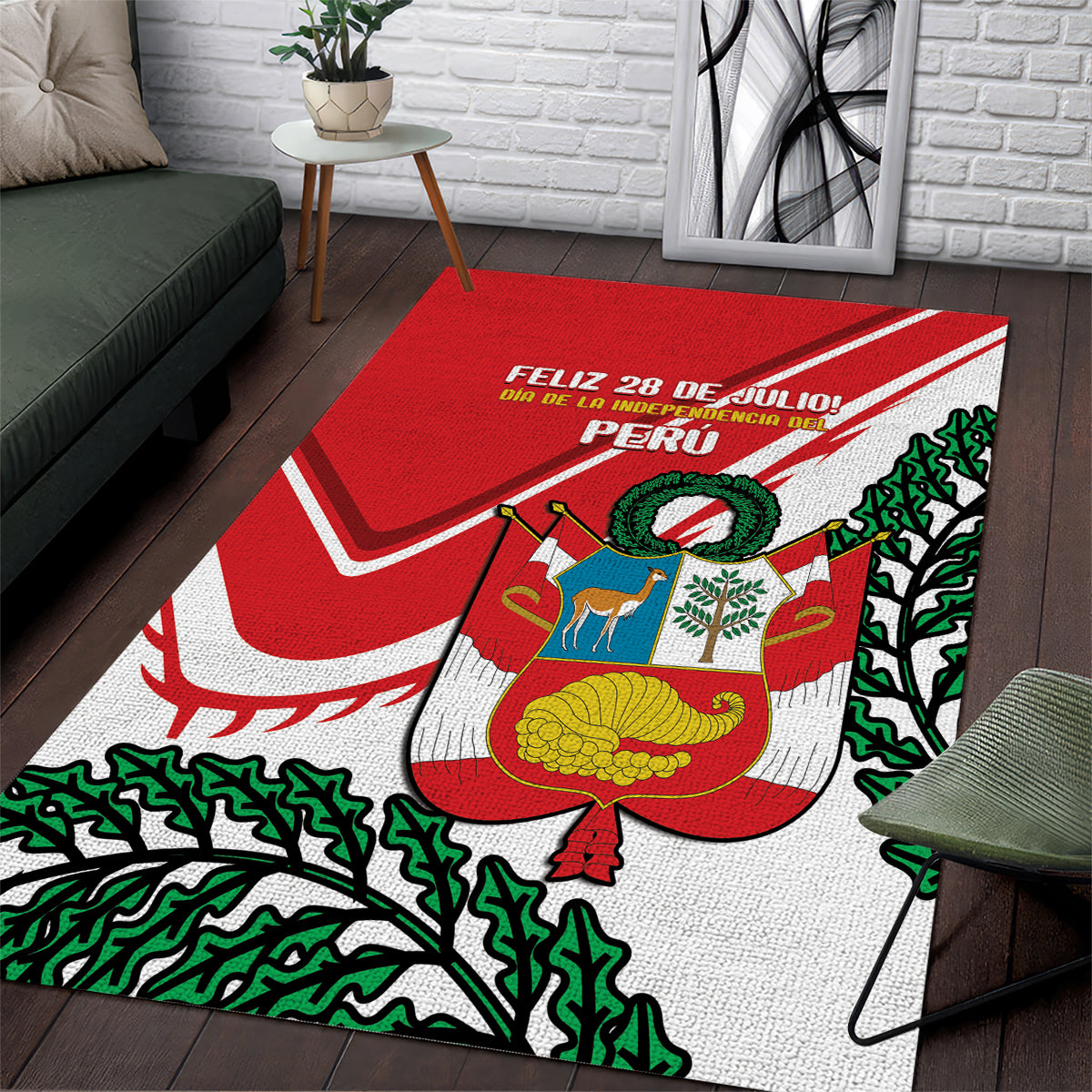 Peru Independence Day Area Rug Peruvian Coat Of Arms Feliz 28 de Julio - Wonder Print Shop