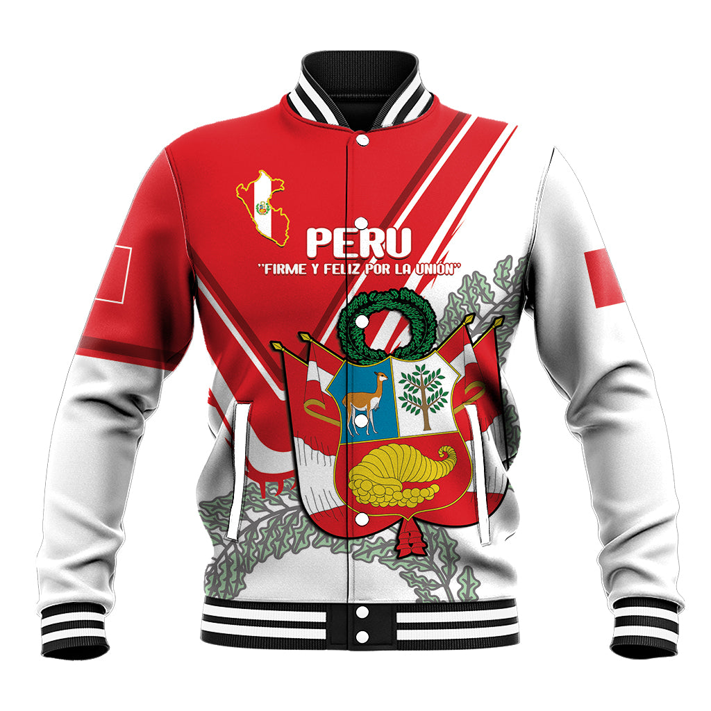 Peru Independence Day Baseball Jacket Peruvian Coat Of Arms Feliz 28 de Julio - Wonder Print Shop