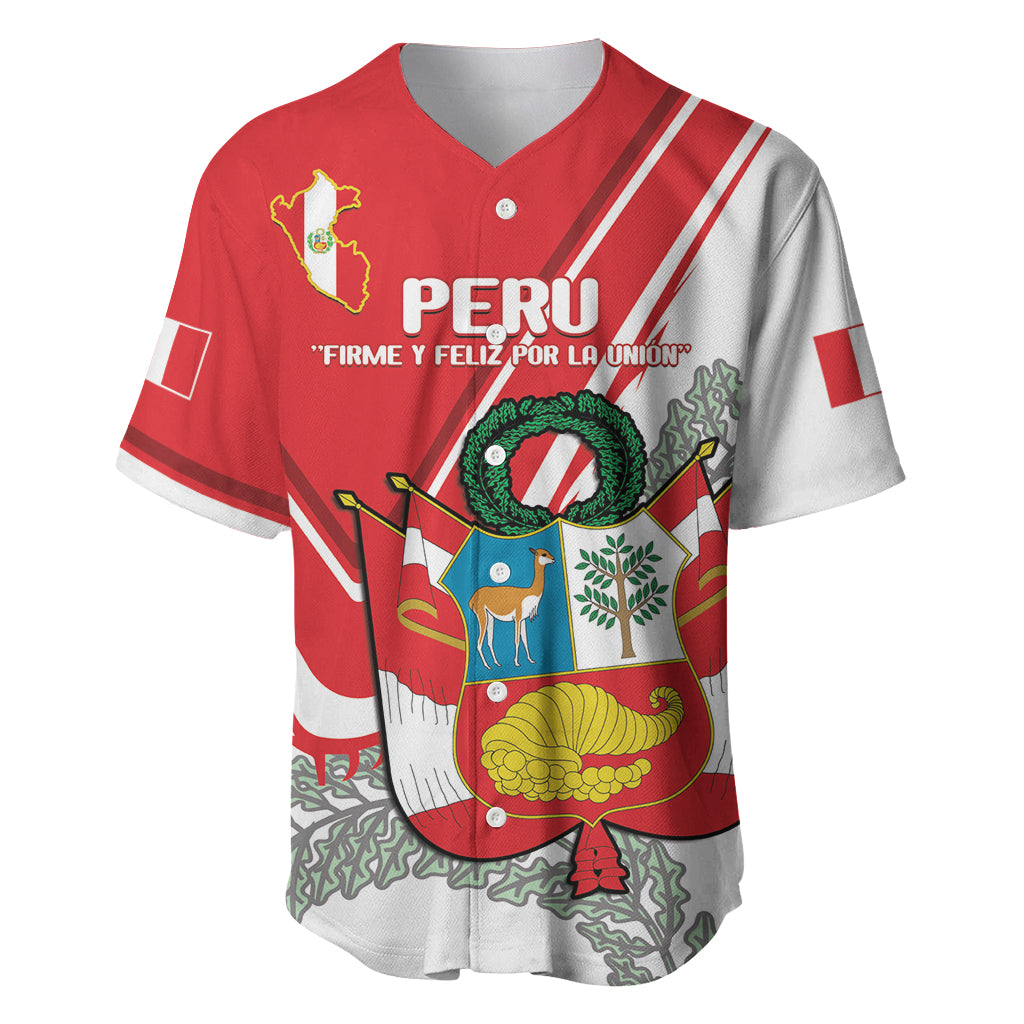 Peru Independence Day Baseball Jersey Peruvian Coat Of Arms Feliz 28 de Julio - Wonder Print Shop