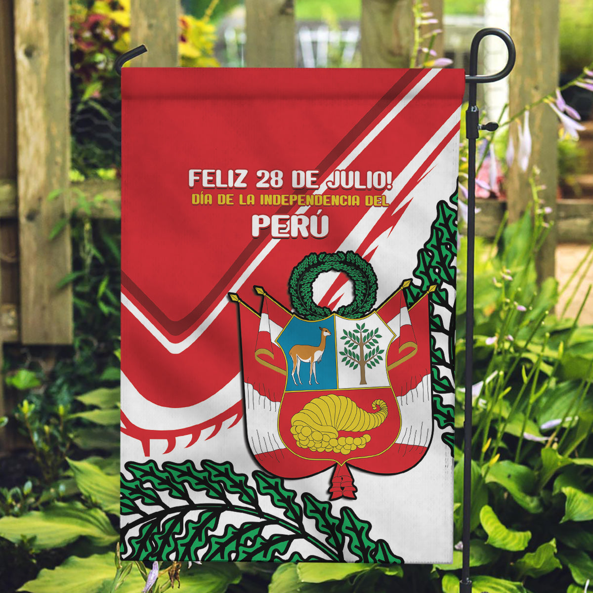 Peru Independence Day Garden Flag Peruvian Coat Of Arms Feliz 28 de Julio - Wonder Print Shop