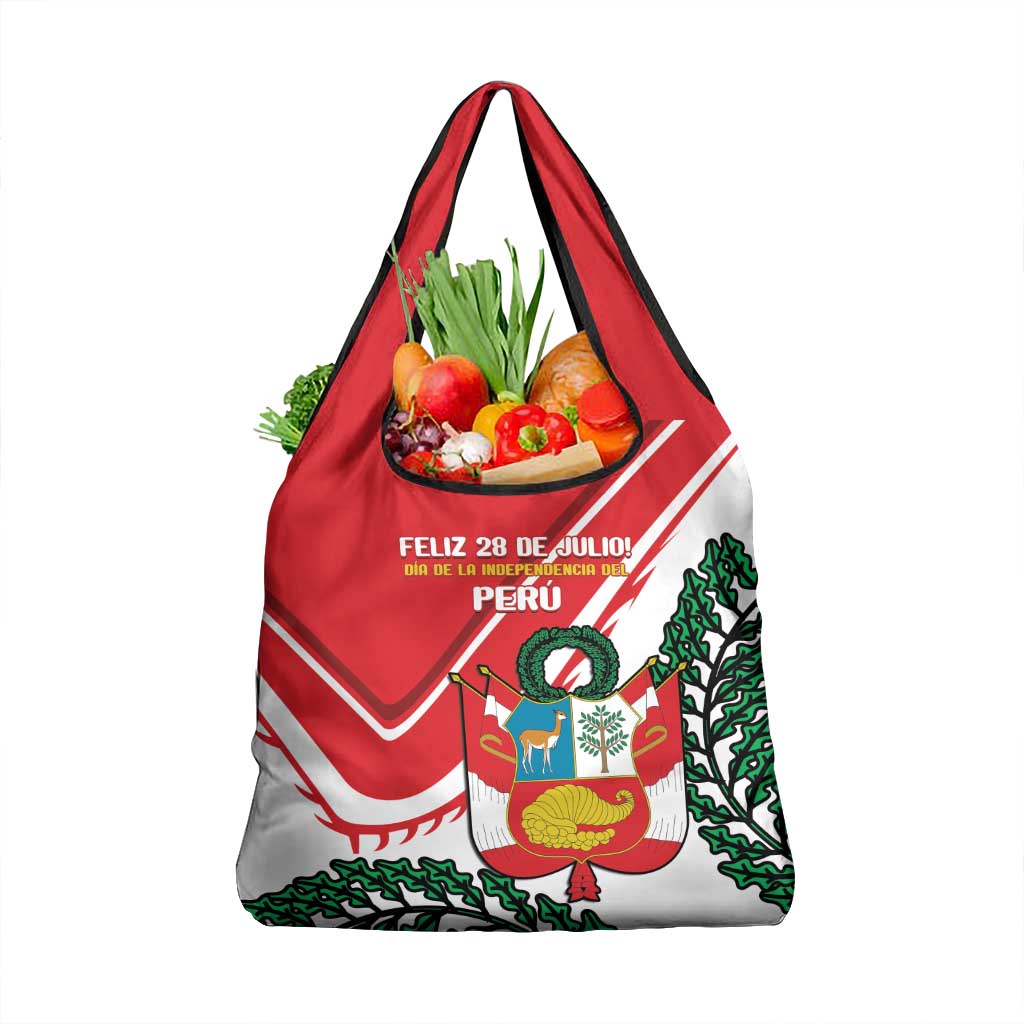 Peru Independence Day Grocery Bag Peruvian Coat Of Arms Feliz 28 de Julio