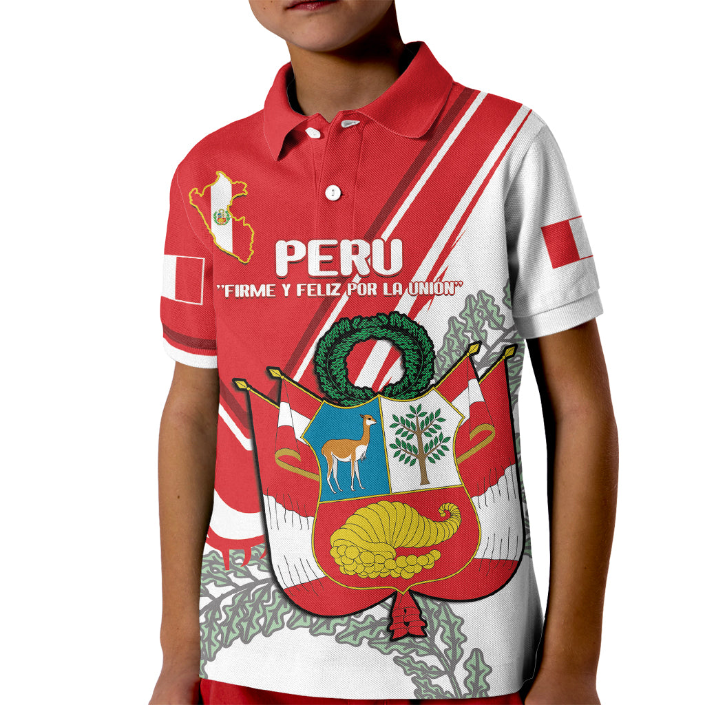 Peru Independence Day Kid Polo Shirt Peruvian Coat Of Arms Feliz 28 de Julio - Wonder Print Shop