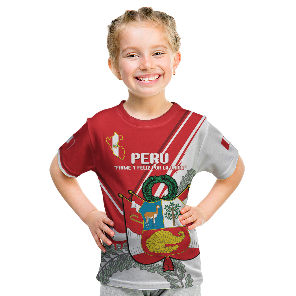 Peru Independence Day Kid T Shirt Peruvian Coat Of Arms Feliz 28 de Julio - Wonder Print Shop