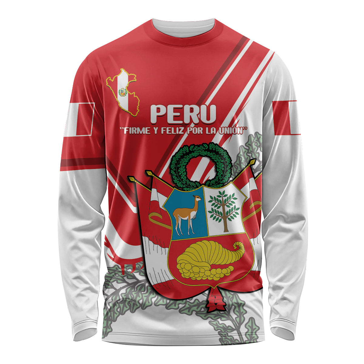 Peru Independence Day Long Sleeve Shirt Peruvian Coat Of Arms Feliz 28 de Julio - Wonder Print Shop