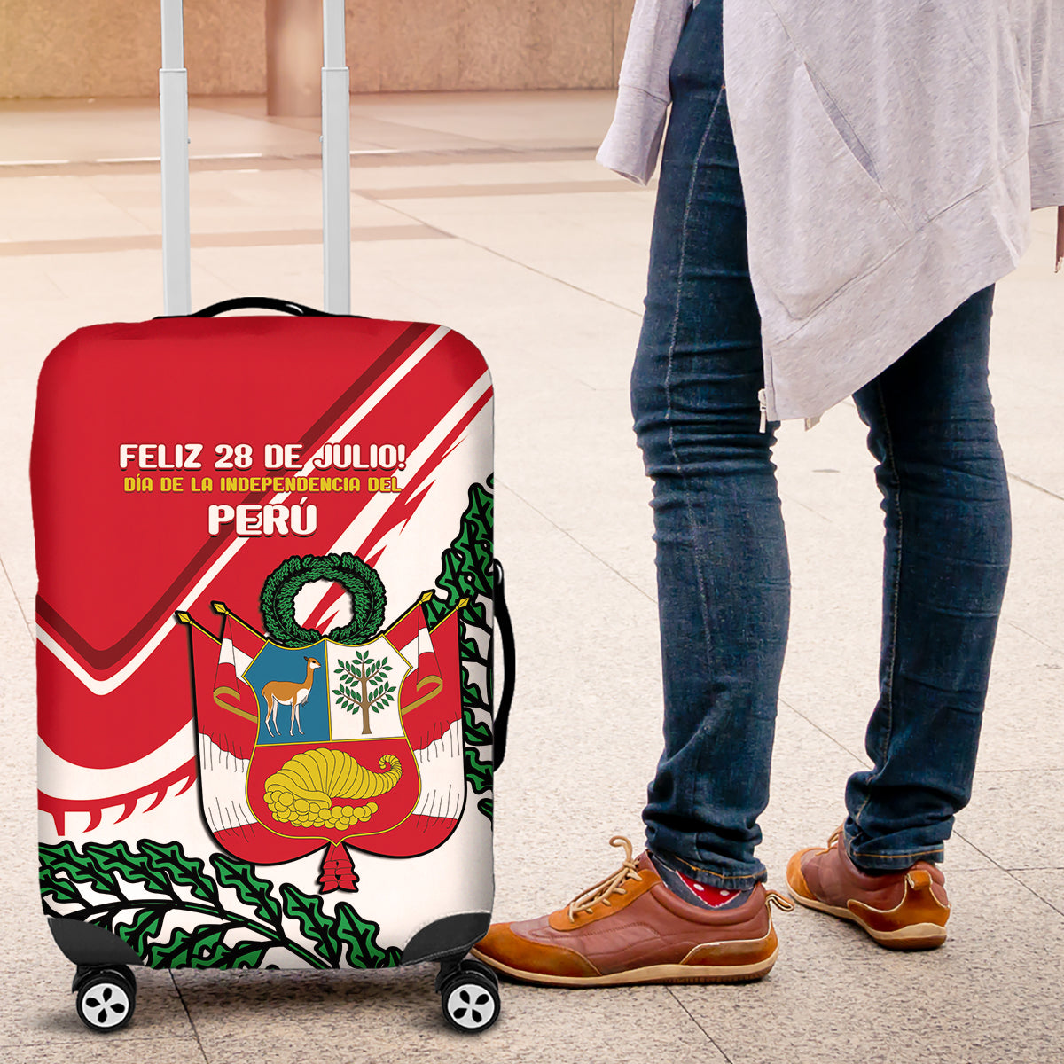 Peru Independence Day Luggage Cover Peruvian Coat Of Arms Feliz 28 de Julio - Wonder Print Shop