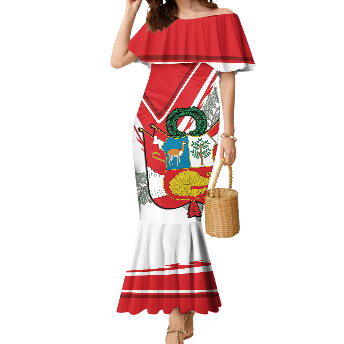 Peru Independence Day Mermaid Dress Peruvian Coat Of Arms Feliz 28 de Julio - Wonder Print Shop