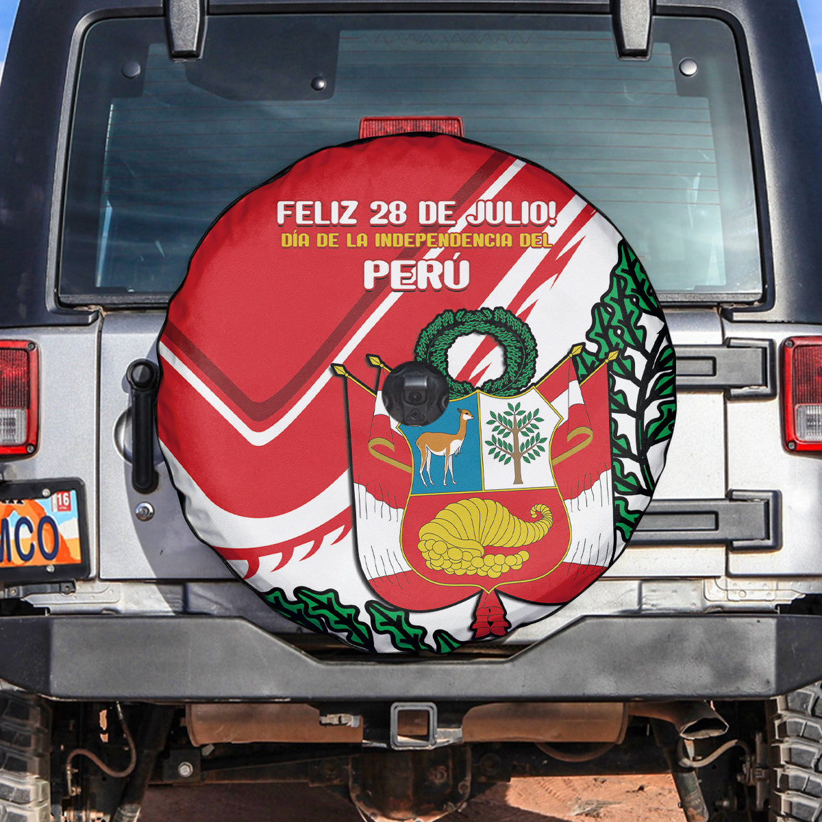 Peru Independence Day Spare Tire Cover Peruvian Coat Of Arms Feliz 28 de Julio - Wonder Print Shop