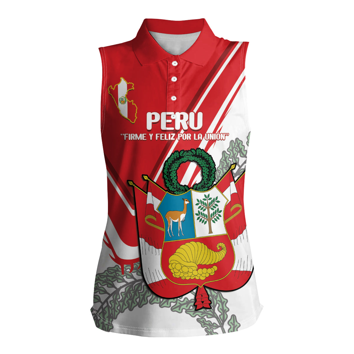 Peru Independence Day Women Sleeveless Polo Shirt Peruvian Coat Of Arms Feliz 28 de Julio - Wonder Print Shop