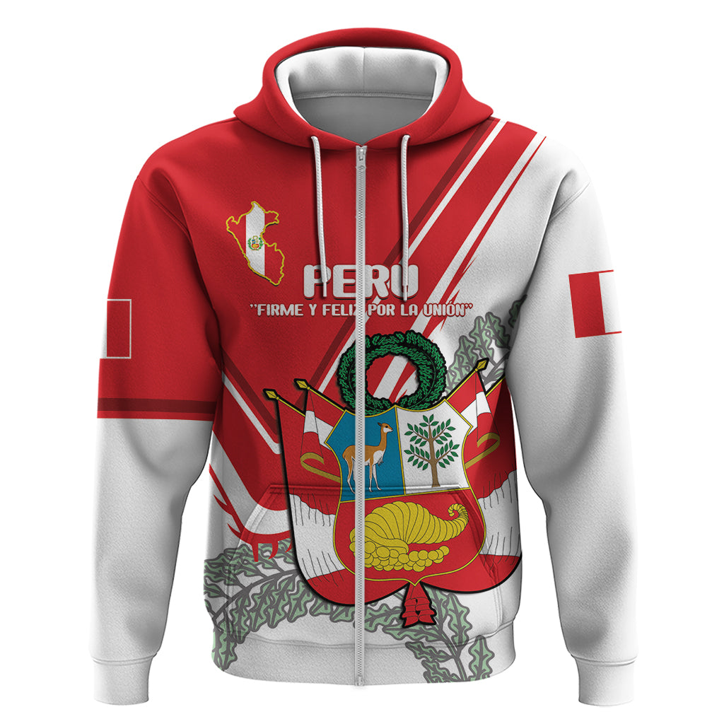 Peru Independence Day Zip Hoodie Peruvian Coat Of Arms Feliz 28 de Julio - Wonder Print Shop