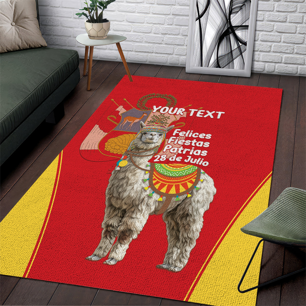 Personalised Peru Independence Day Area Rug Peruvian Alpaca Feliz 28 de Julio - Wonder Print Shop