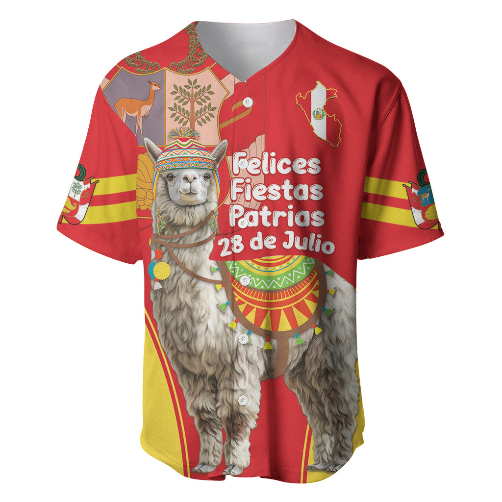 Personalised Peru Independence Day Baseball Jersey Peruvian Alpaca Feliz 28 de Julio - Wonder Print Shop