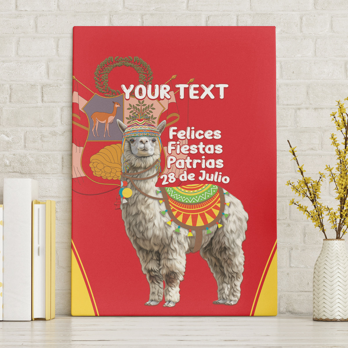 Personalised Peru Independence Day Canvas Wall Art Peruvian Alpaca Feliz 28 de Julio - Wonder Print Shop