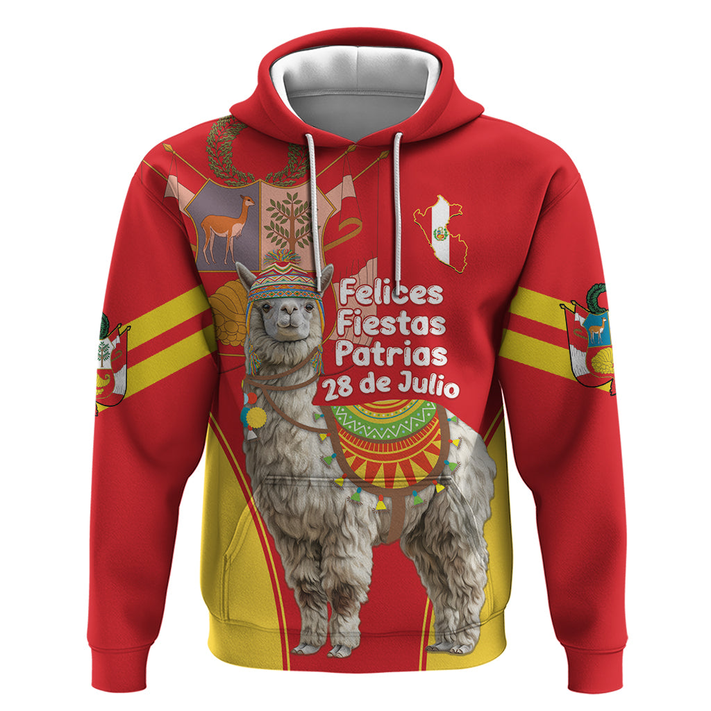 Personalised Peru Independence Day Hoodie Peruvian Alpaca Feliz 28 de Julio - Wonder Print Shop