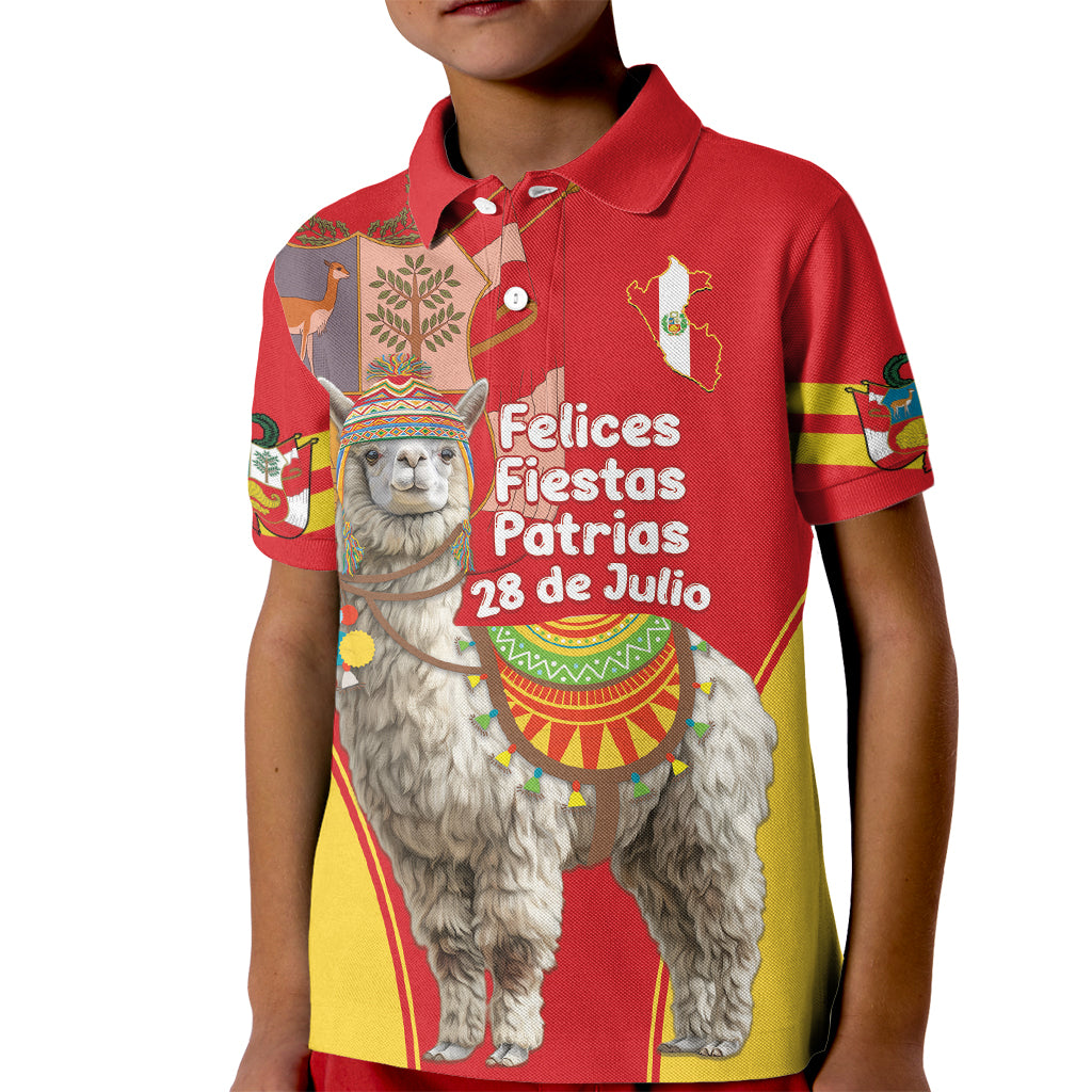 Personalised Peru Independence Day Kid Polo Shirt Peruvian Alpaca Feliz 28 de Julio - Wonder Print Shop