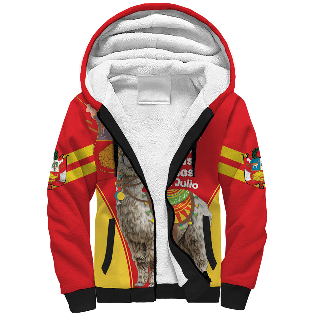 Personalised Peru Independence Day Sherpa Hoodie Peruvian Alpaca Feliz 28 de Julio - Wonder Print Shop