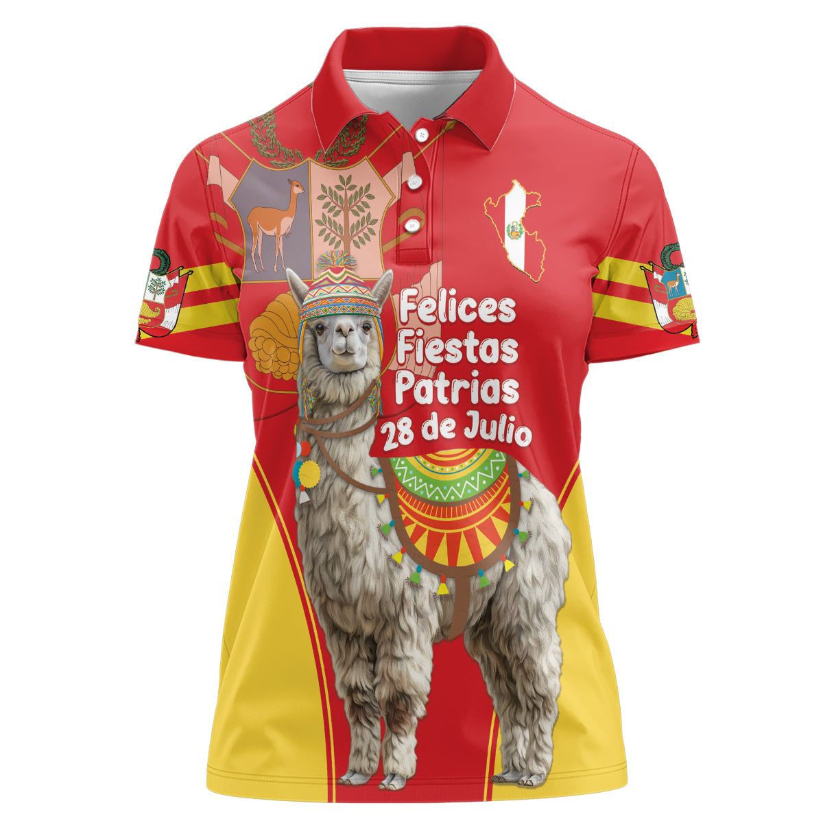 Personalised Peru Independence Day Women Polo Shirt Peruvian Alpaca Feliz 28 de Julio - Wonder Print Shop