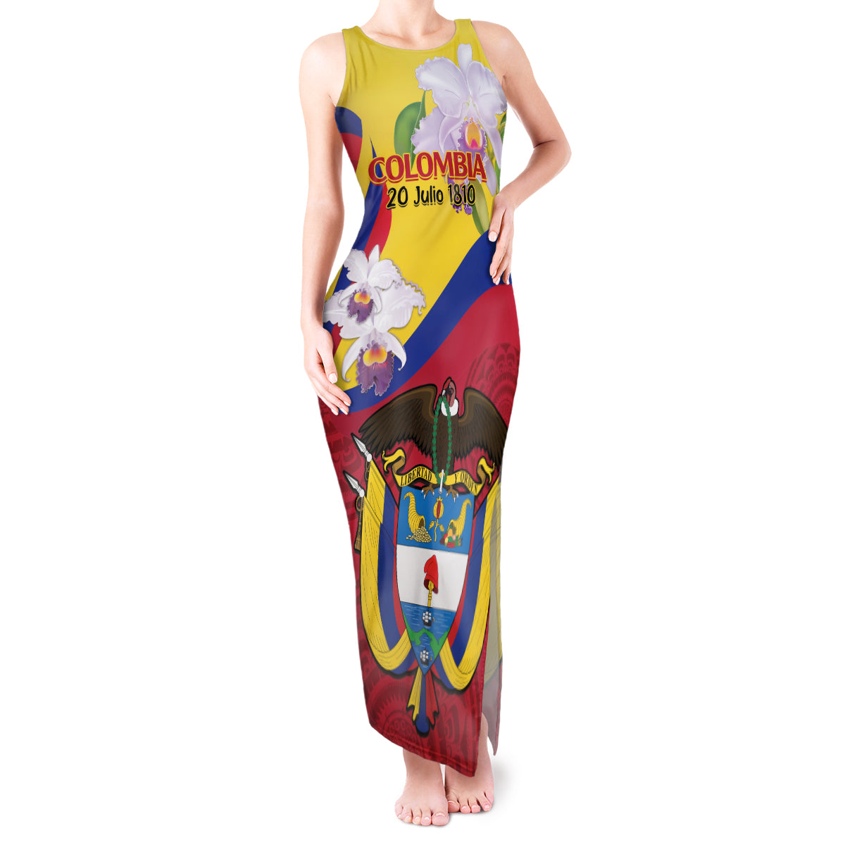 Colombia Independence Day Tank Maxi Dress Feliz Dia de la Independencia - Wonder Print Shop