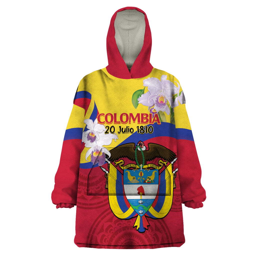 Colombia Independence Day Wearable Blanket Hoodie Feliz Dia de la Independencia - Wonder Print Shop