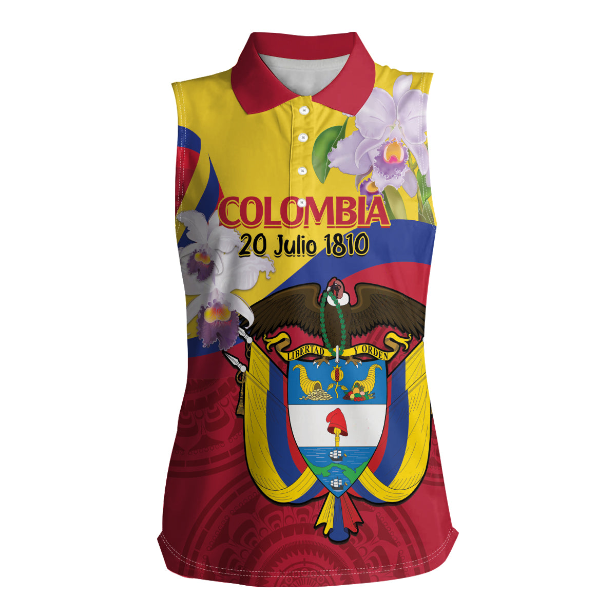 Colombia Independence Day Women Sleeveless Polo Shirt Feliz Dia de la Independencia - Wonder Print Shop