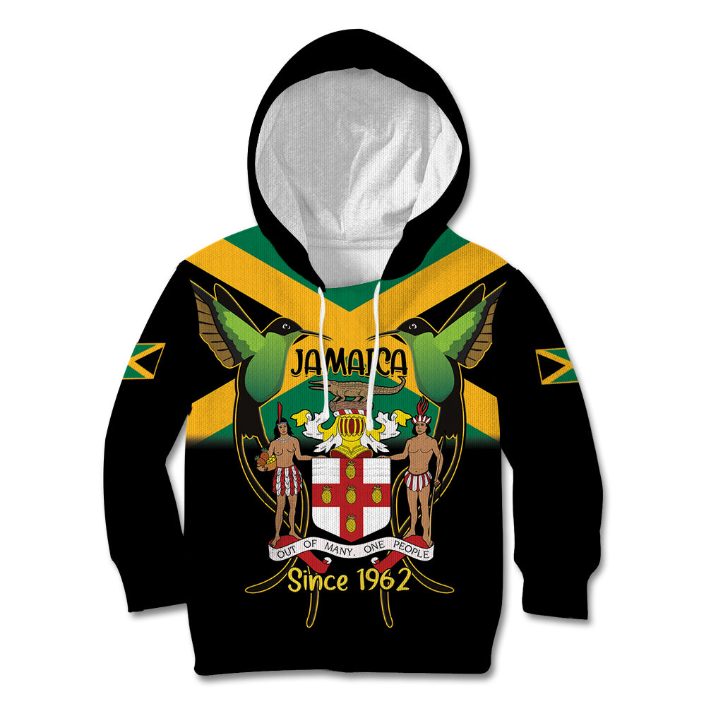 Jamaica Independence Day Kid Hoodie Jumieka Coat Of Arms Mix Hummingbird - Wonder Print Shop