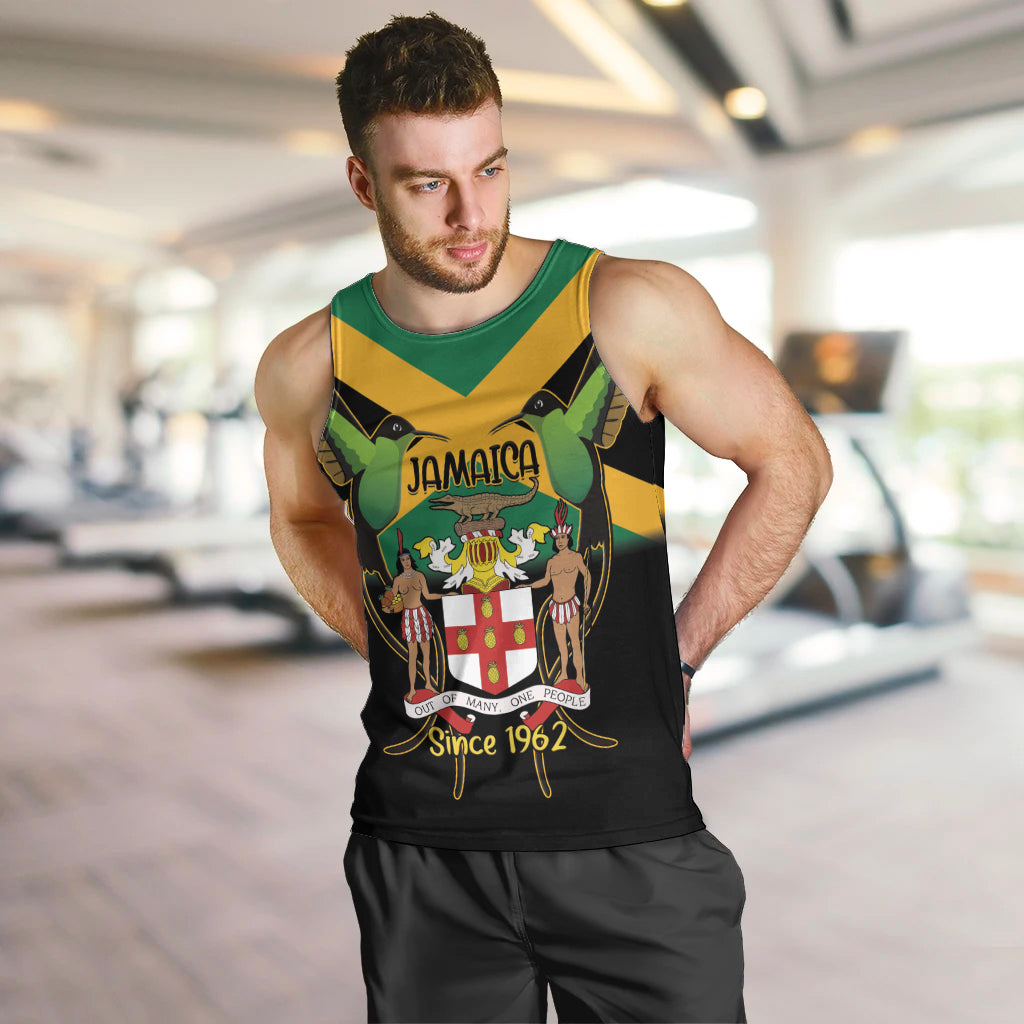 Jamaica Independence Day Men Tank Top Jumieka Coat Of Arms Mix Hummingbird - Wonder Print Shop