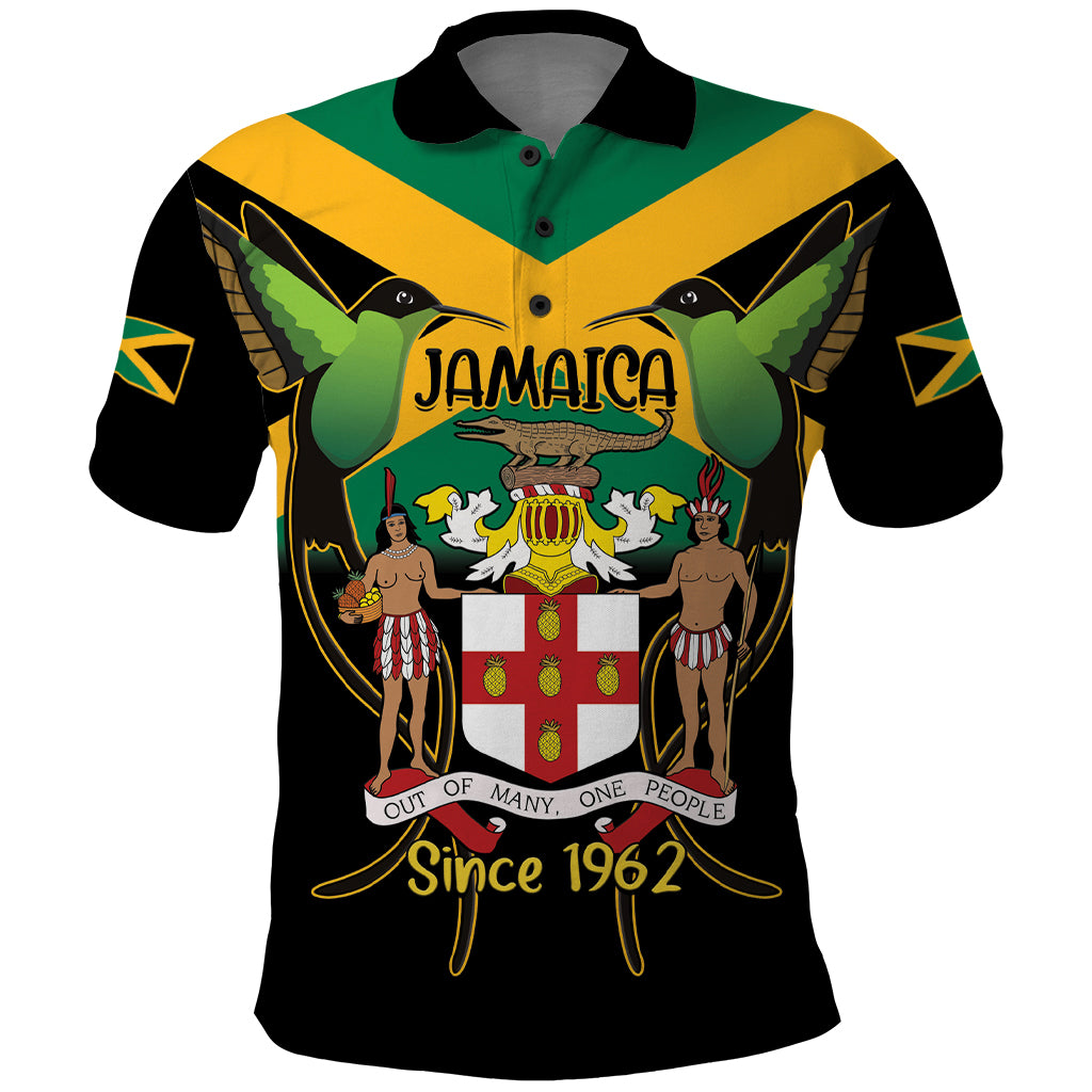 Jamaica Independence Day Polo Shirt Jumieka Coat Of Arms Mix Hummingbird - Wonder Print Shop