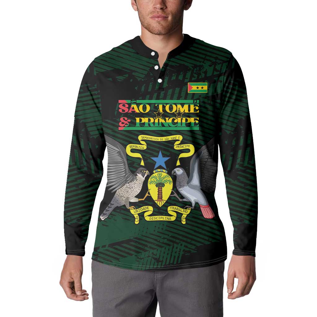 Sao Tome and Principe Button Sweatshirt Coat Of Arms Style