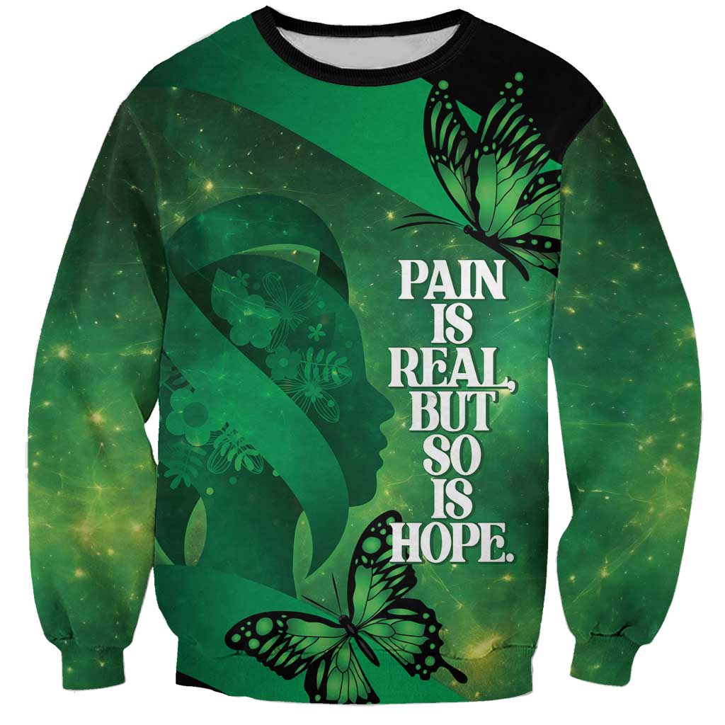 Personalised World Mental Health Awareness Month Sweatshirt Warriors Brave Strong Galaxy Vibes
