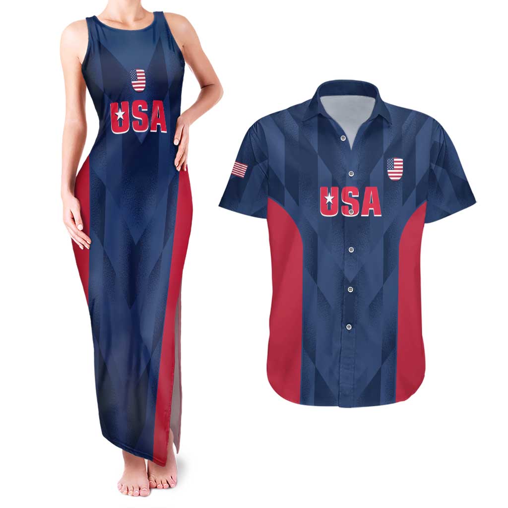 Custom USA Cricket Couples Matching Tank Maxi Dress and Hawaiian Shirt Go United States Simple Version - Wonder Print Shop