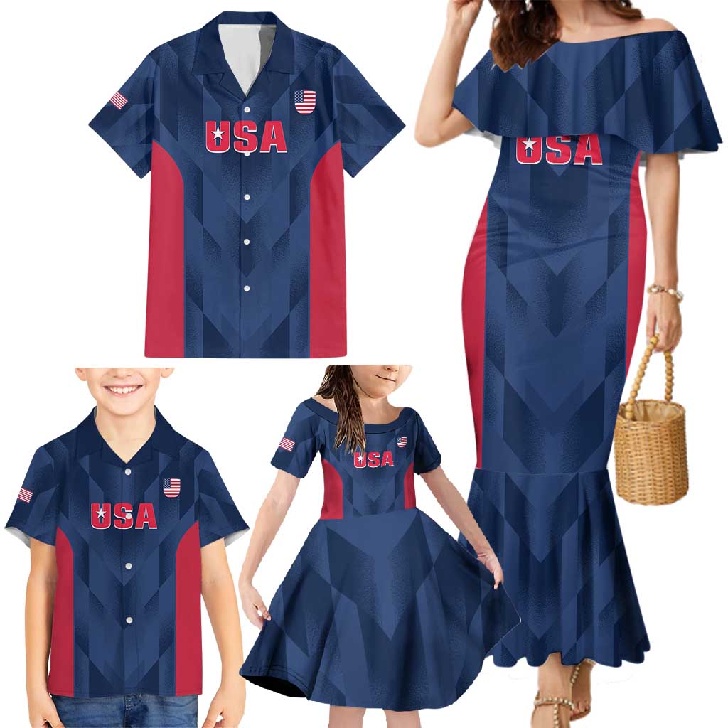 Custom USA Cricket Family Matching Mermaid Dress and Hawaiian Shirt Go United States Simple Version - Wonder Print Shop