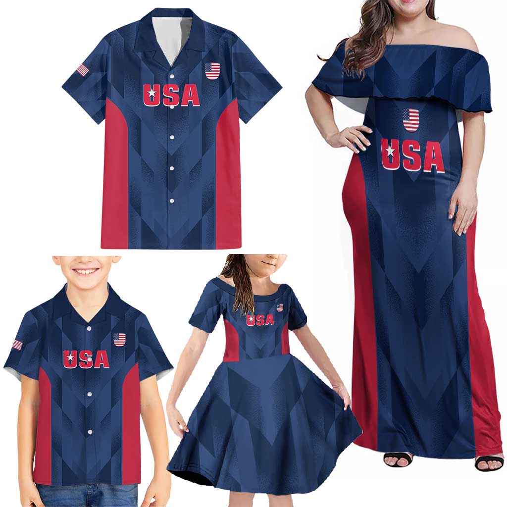 Custom USA Cricket Family Matching Off Shoulder Maxi Dress and Hawaiian Shirt Go United States Simple Version - Wonder Print Shop