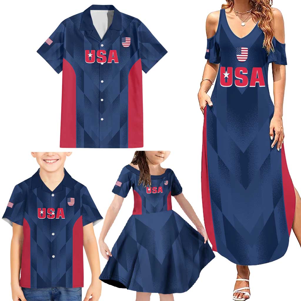 Custom USA Cricket Family Matching Summer Maxi Dress and Hawaiian Shirt Go United States Simple Version - Wonder Print Shop