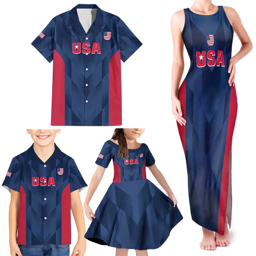 Custom USA Cricket Family Matching Tank Maxi Dress and Hawaiian Shirt Go United States Simple Version - Wonder Print Shop