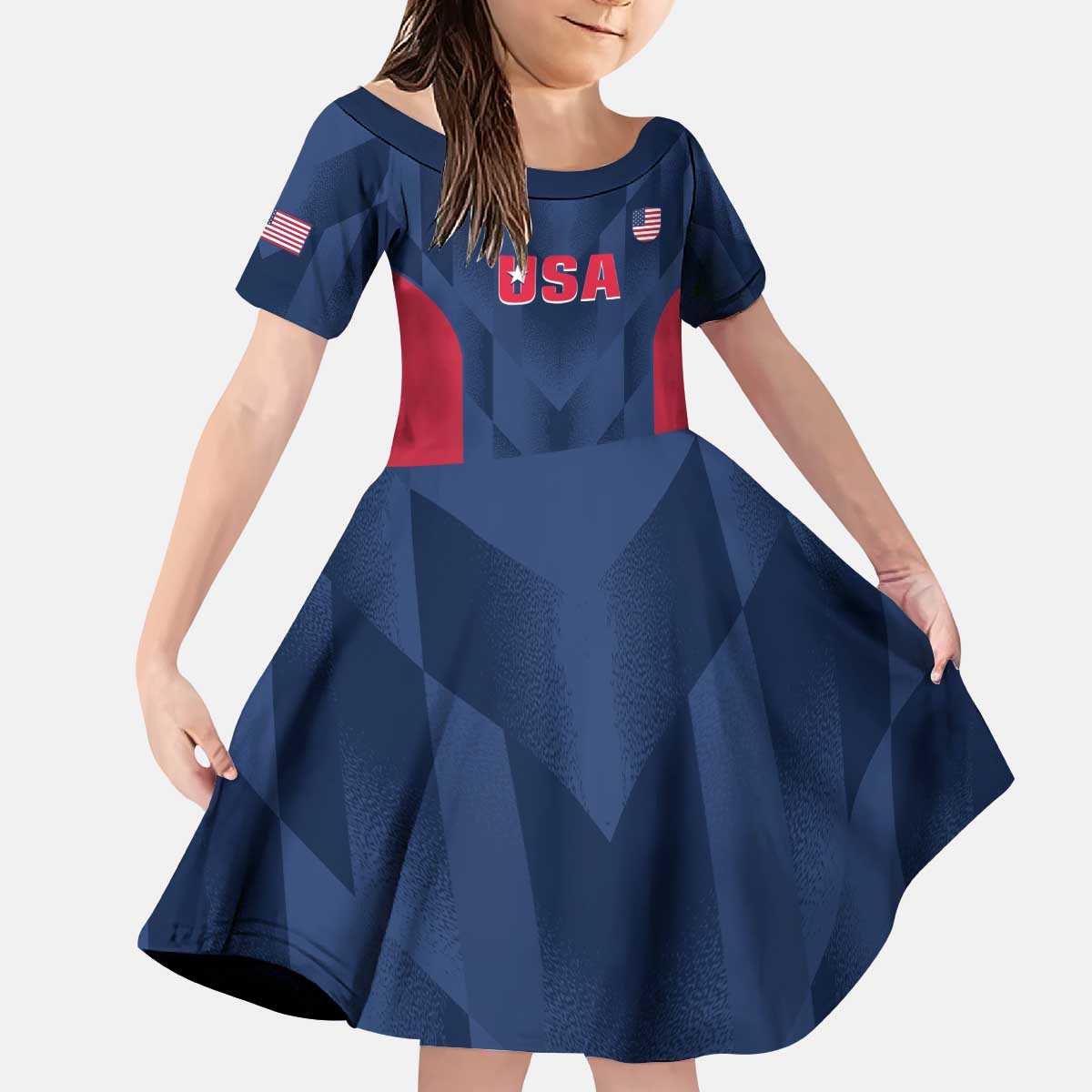 Custom USA Cricket Kid Short Sleeve Dress Go United States Simple Version - Wonder Print Shop