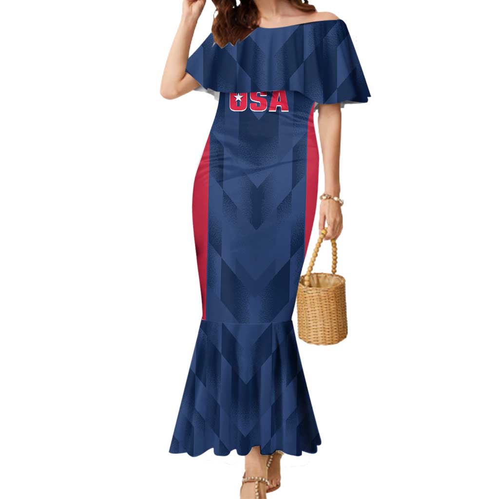 Custom USA Cricket Mermaid Dress Go United States Simple Version - Wonder Print Shop