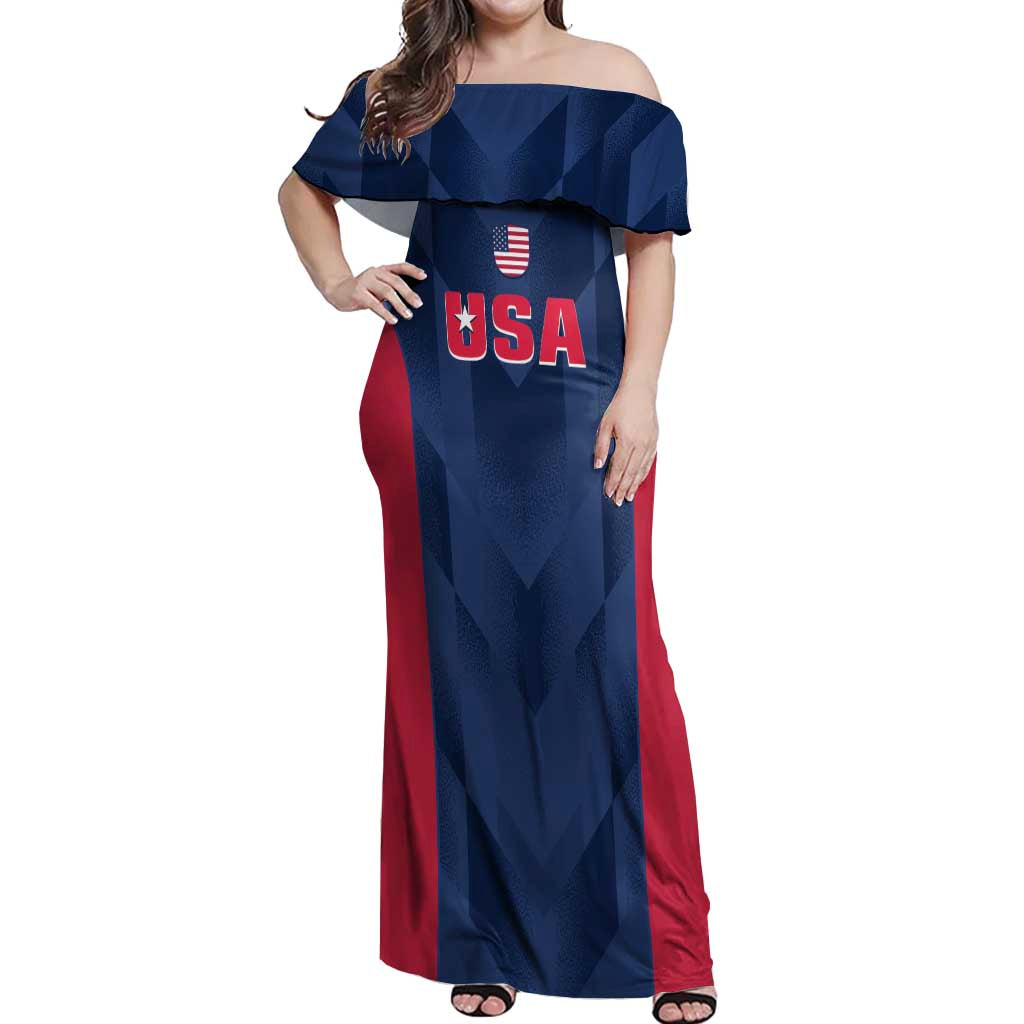 Custom USA Cricket Off Shoulder Maxi Dress Go United States Simple Version - Wonder Print Shop