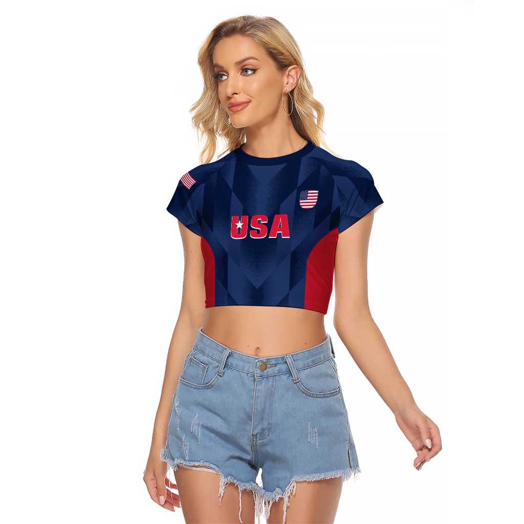 Custom USA Cricket Raglan Cropped T Shirt Go United States Simple Version