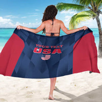 Blue and red USA-themed custom cricket sarong shown as a wide drape