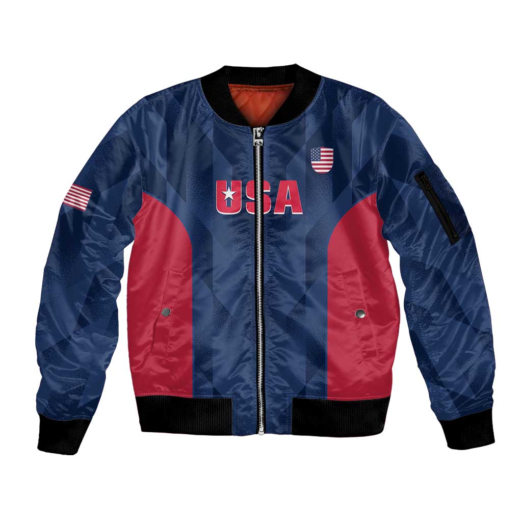 Custom USA Cricket Sleeve Zip Bomber Jacket Go United States Simple Version