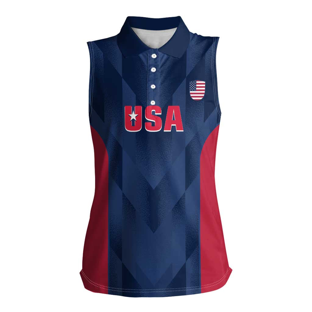 Custom USA Cricket Women Sleeveless Polo Shirt Go United States Simple Version