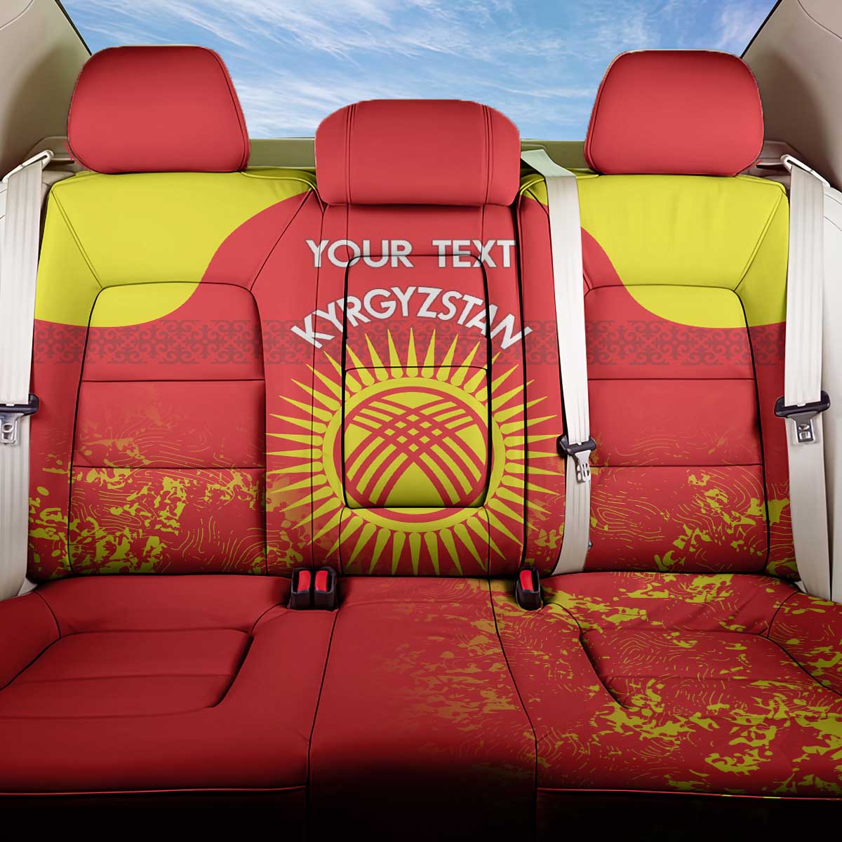 Custom Kyrgyzstan Football Back Car Seat Cover Go White Falcons Sporty Style - Wonder Print Shop