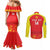 Custom Kyrgyzstan Football Couples Matching Mermaid Dress and Long Sleeve Button Shirt Go White Falcons Sporty Style