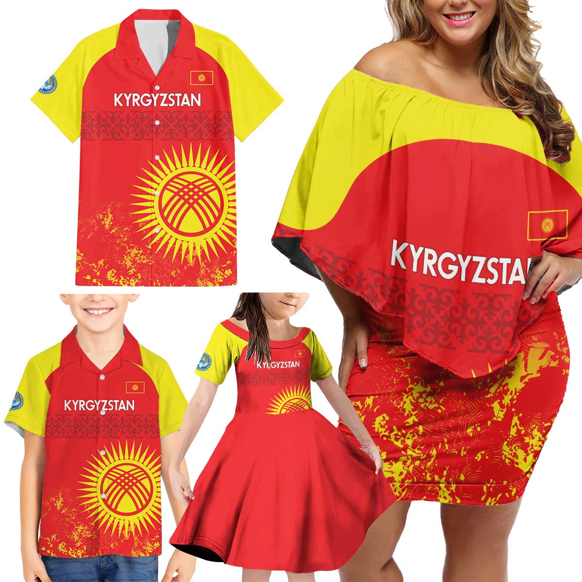 Custom Kyrgyzstan Football Family Matching Off Shoulder Short Dress and Hawaiian Shirt Go White Falcons Sporty Style - Wonder Print Shop